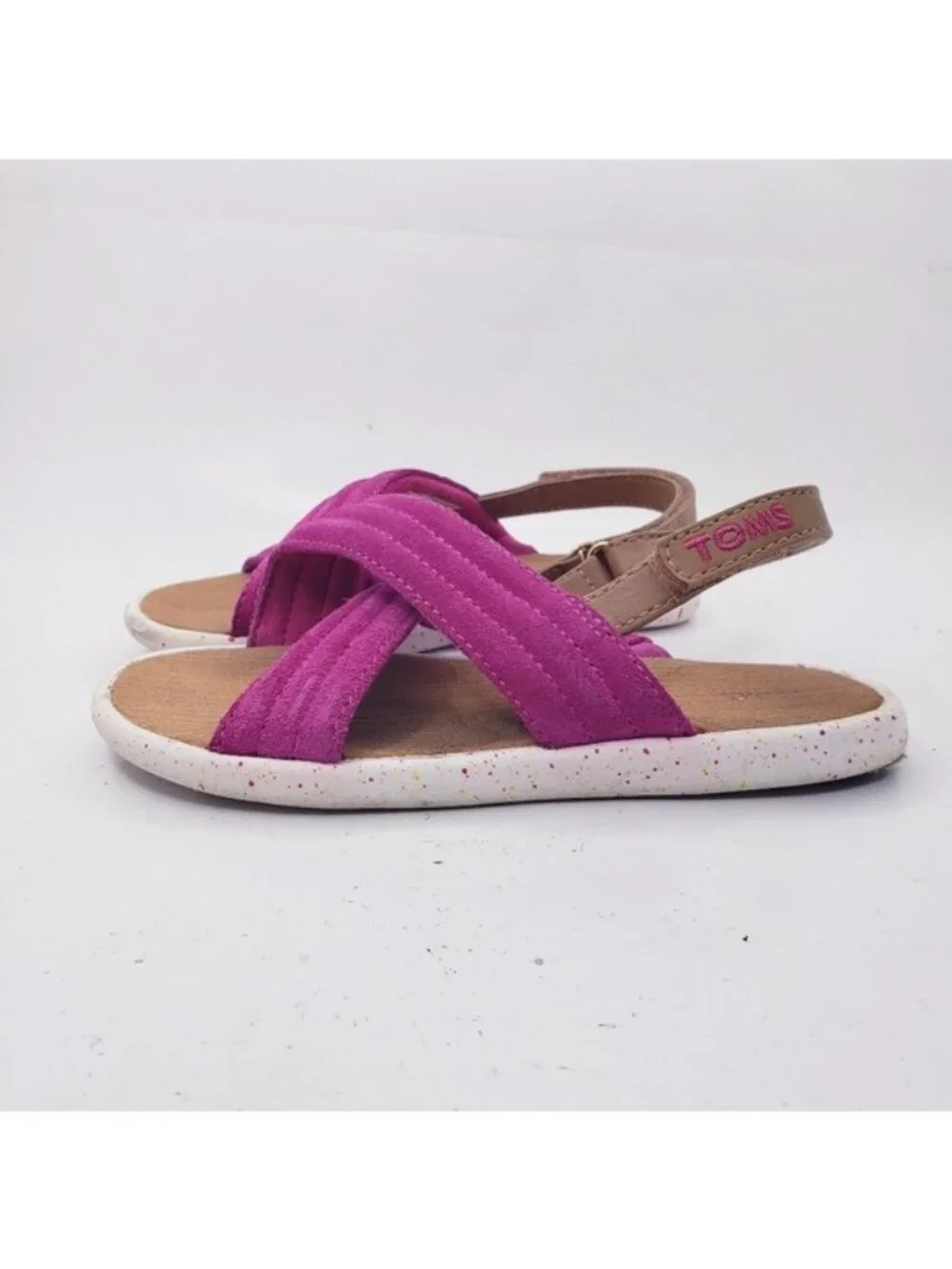 Toms Pink Tiny Viv Very Berry Suede Criss Cross Sandals Girls Toddler Size 10